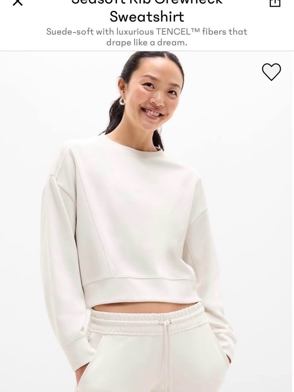 Athleta Cream Sedosoft Rib Crewneck Sweatshirt